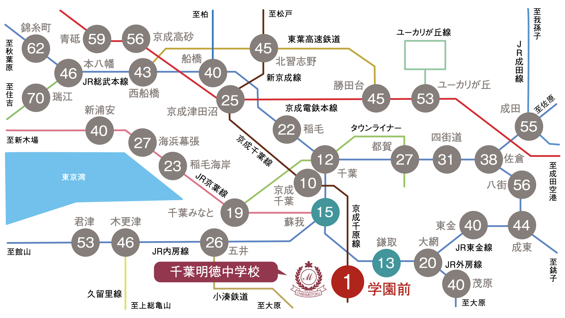 千葉明徳中学校・高等学校のアクセスマップ