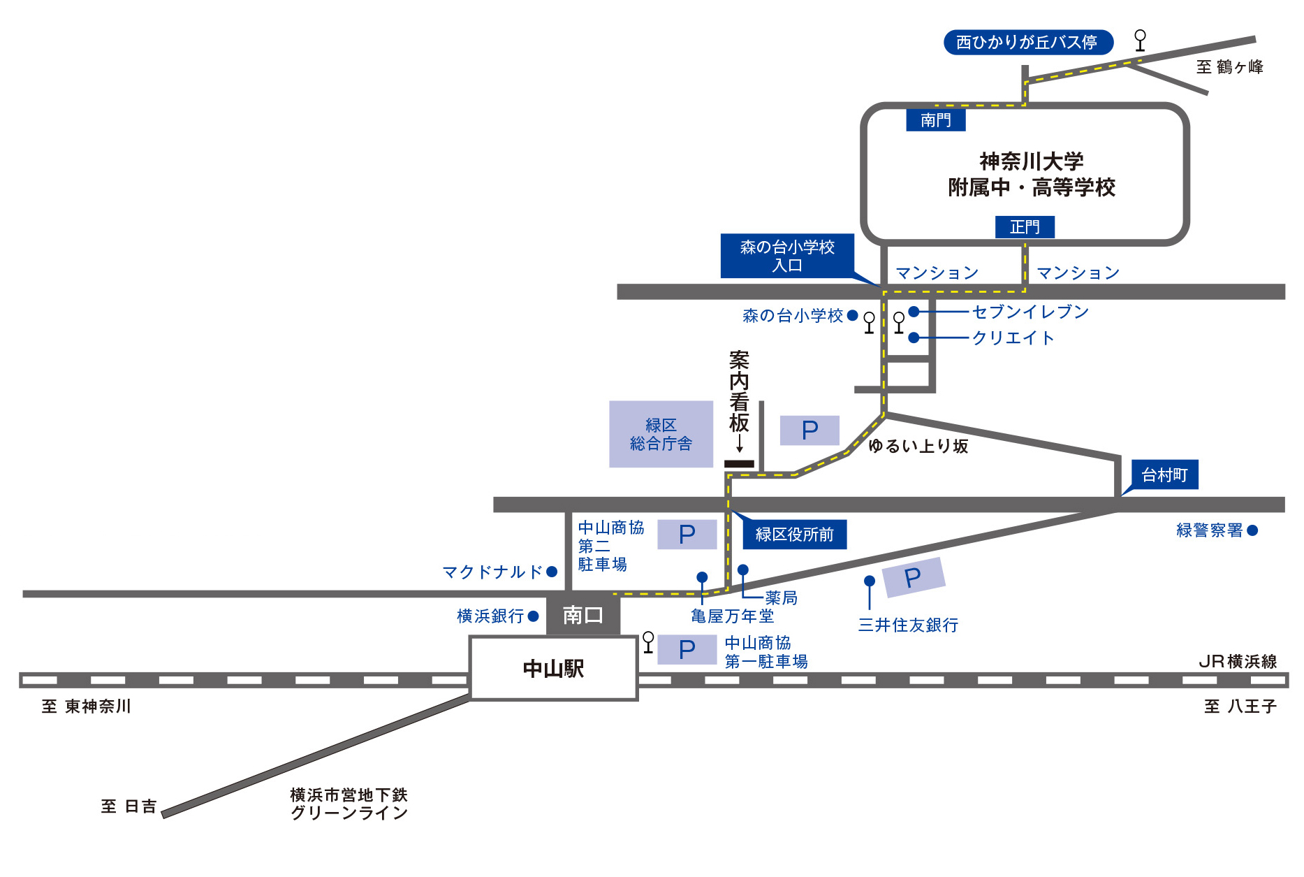 最寄り駅・バス停から学校まで