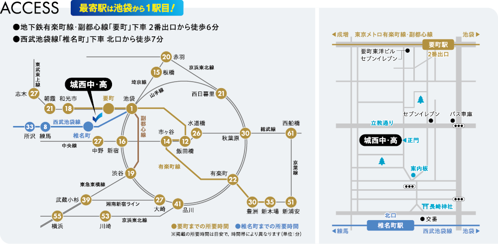 城西大学附属城西中学校・高等学校のアクセスマップ