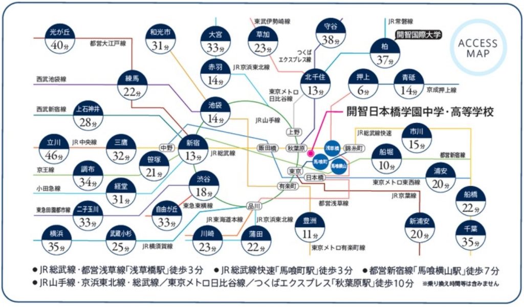 開智日本橋中学・高等学校のアクセスマップ